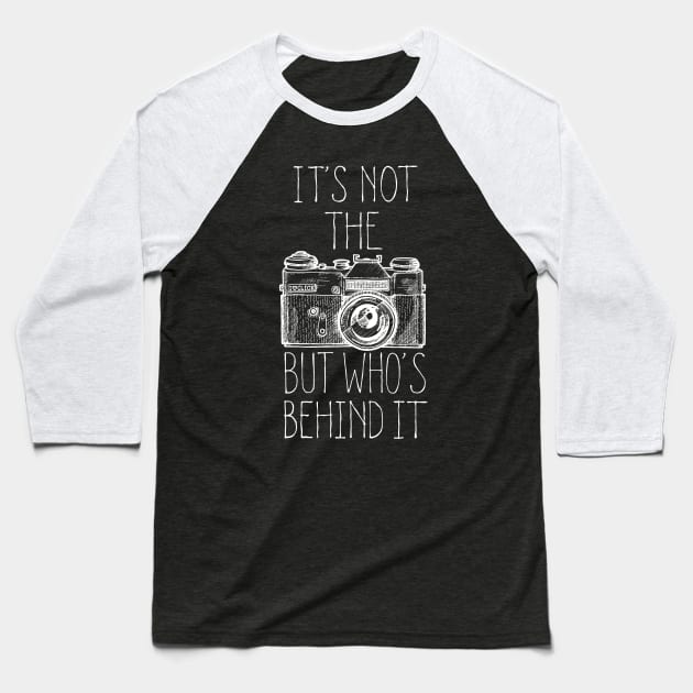 Camera white ink Baseball T-Shirt by BITICOL